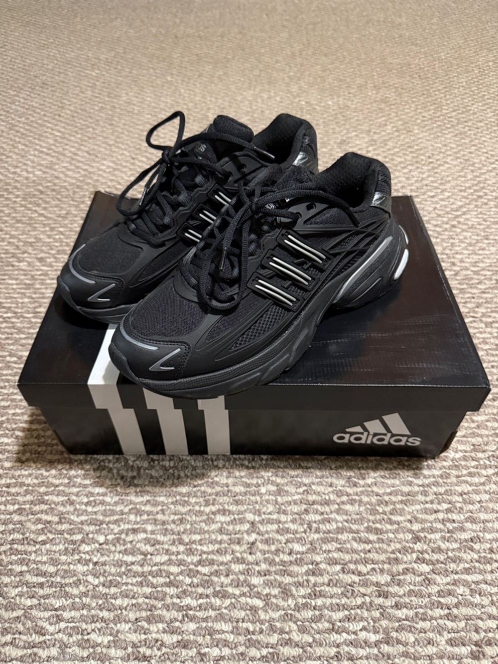 adidas Men's Black Athletic Mesh & Synthetic Sneakers
